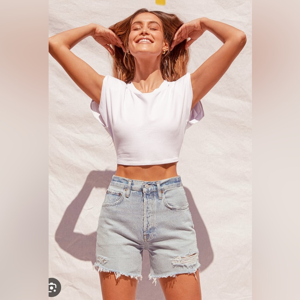 Agolde Riley Distressed Denim Shorts size 25